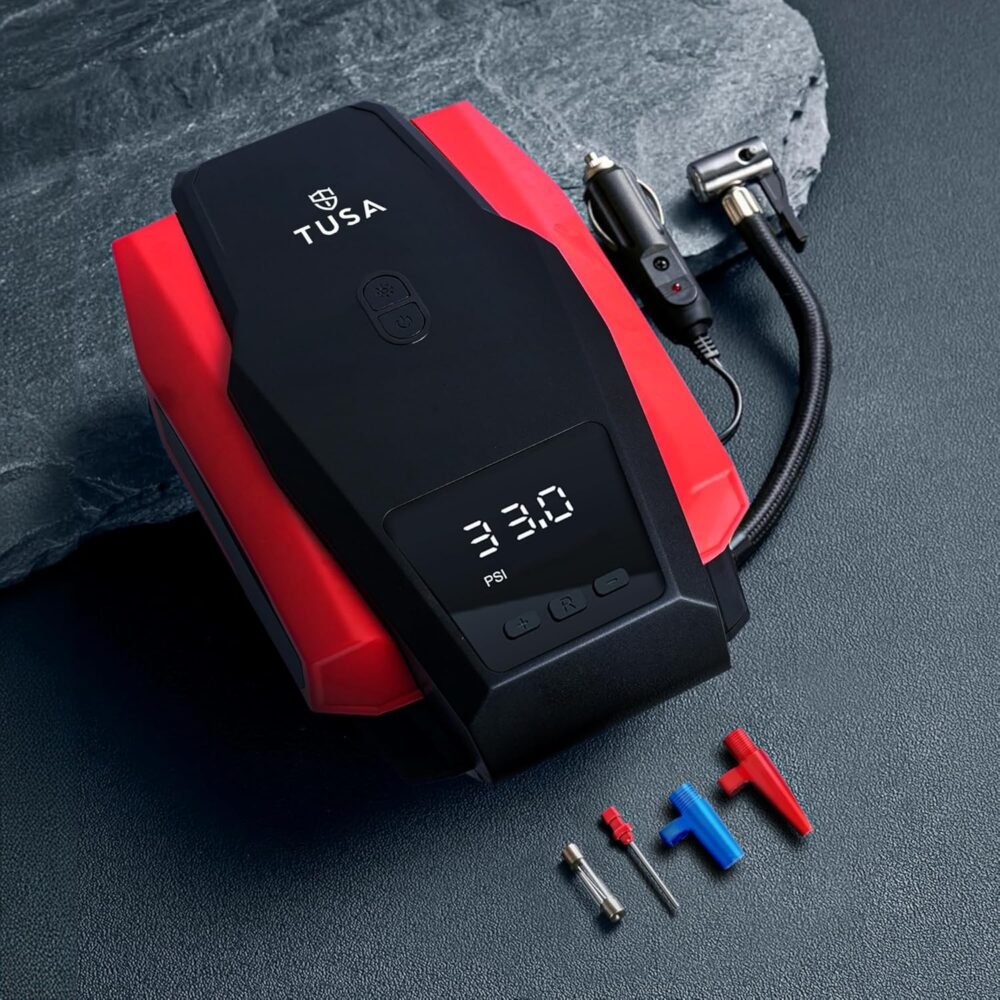 TUSA Tyre Inflator for Car - 150 PSI, 12V DC Portable Air Compressor with Digital Tire Pressure Gauge & LED Light - Image 2
