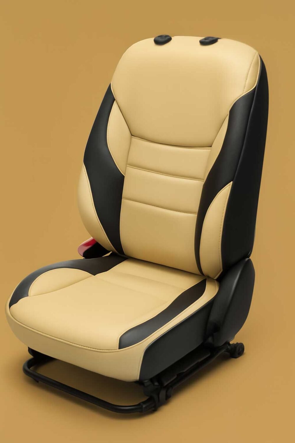 Artificial Leather Car Seat Covers Beige Black CalmDrive