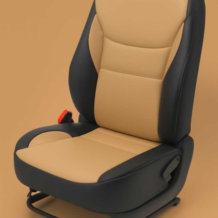 Artificial Leather Car Seat Covers Tan Black CalmDrive