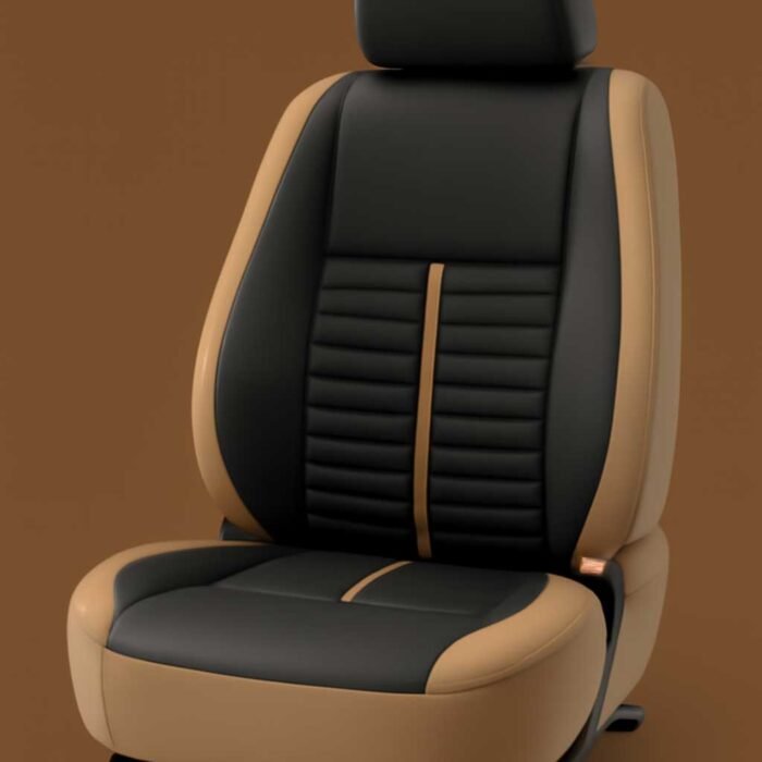Artificial Leather Car Seat Covers Tan Black ComfortX