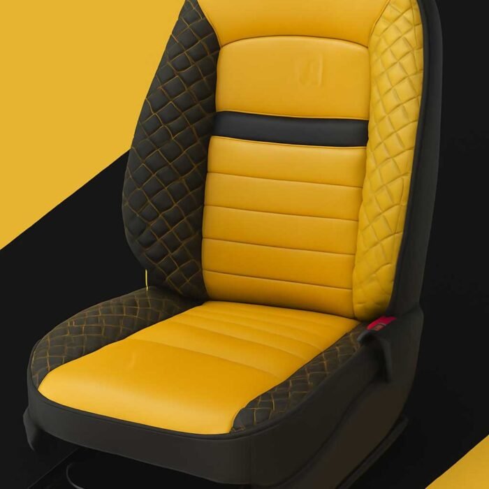 Artificial Leather Car Seat Covers Yellow Black ChillSeat